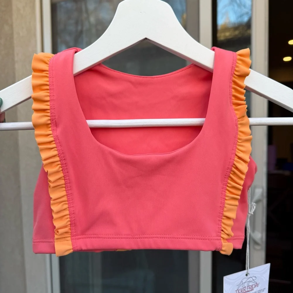 NWT Tiger Friday Dancewear Faye Reversible Crop Top Size CM Color Papaya - Picture 1 of 9